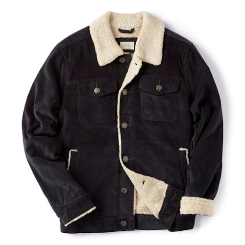 laydown image of Boise Corduroy Sherpa Trucker Jacket