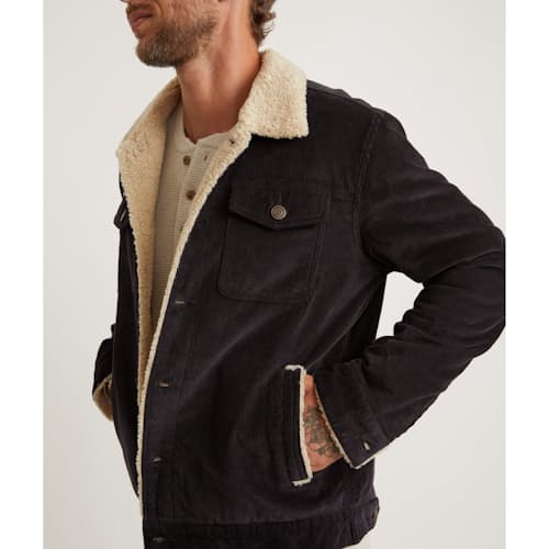 lifestyle image of Boise Corduroy Sherpa Trucker Jacket