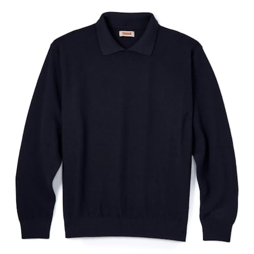 laydown image of Rice Stitch Longsleeve Knit Polo