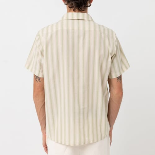 laydown image of Vacation Sriped Short Sleeve Shirt
