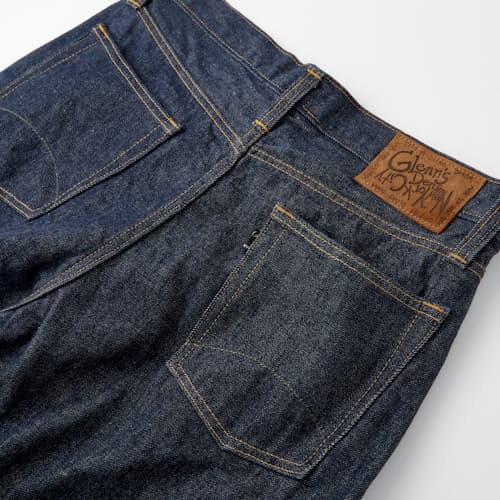 laydown image of GD113  Relaxed 13 oz. Selvedge Denim Jean