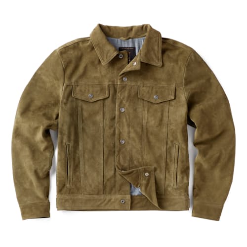 laydown image of Golden Bear Suede Trucker