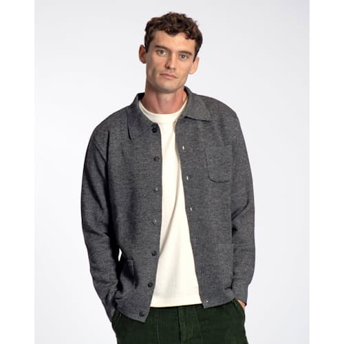 on model image of Organic Cotton Station Cardigan