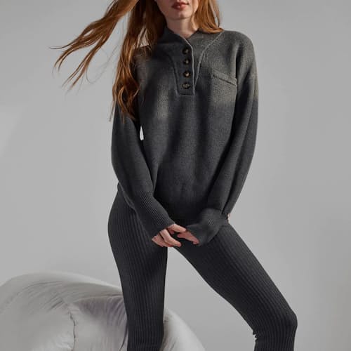 laydown image of Women's Cottonsilk™ Pocket Henley