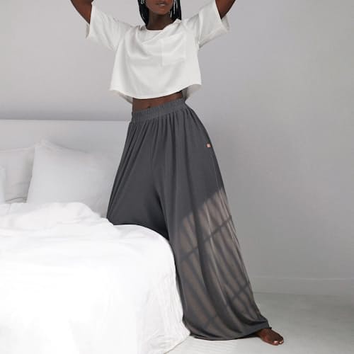 laydown image of Women's Organic Pima Wide Leg Pant