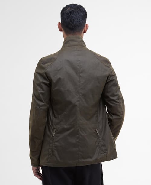 on model image of Beacon Waxed Blazer Jacket