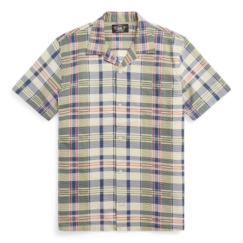 laydown image of Aloha Madras Camp Shirt