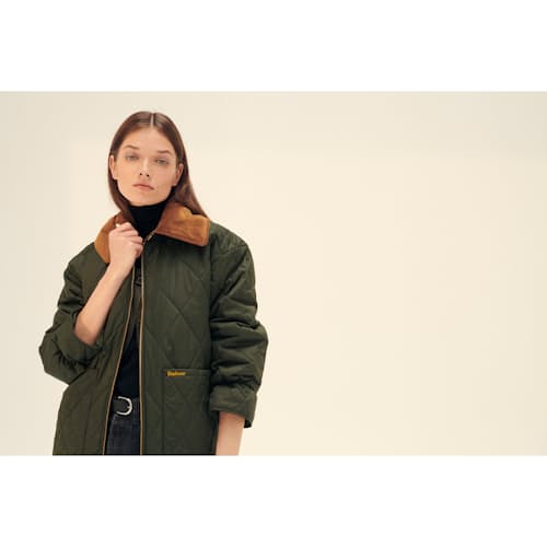 on model image of Women's Woodhall Quilt Jacket