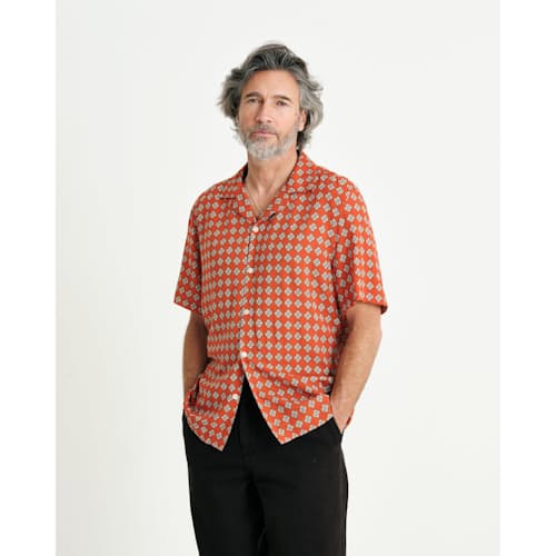 laydown image of Amalfi Camp Collar Short Sleeve Shirt
