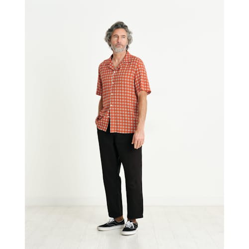 laydown image of Amalfi Camp Collar Short Sleeve Shirt