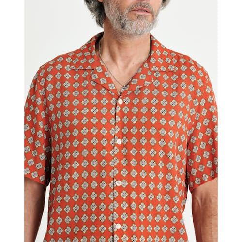 laydown image of Amalfi Camp Collar Short Sleeve Shirt