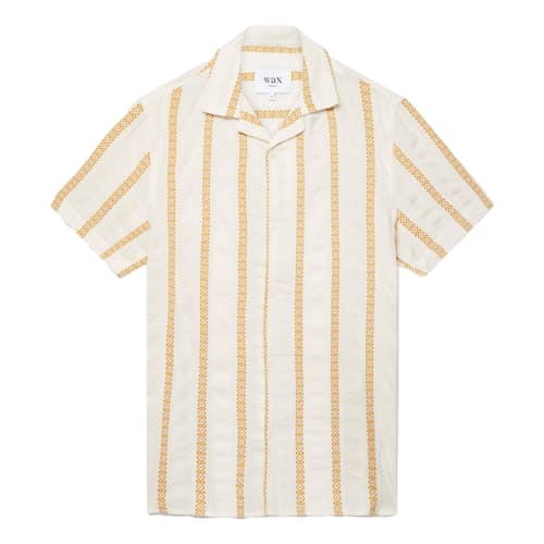 laydown image of Leno Camp Collar Short Sleeve Shirt