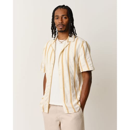 laydown image of Leno Camp Collar Short Sleeve Shirt