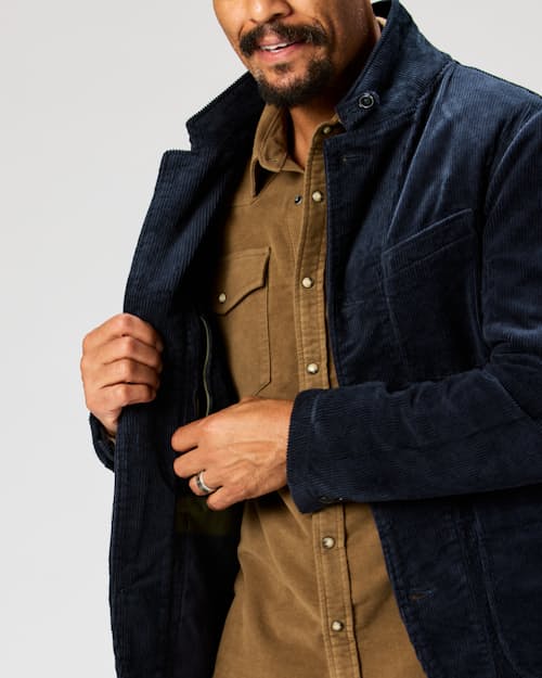 on model image of Corduroy Trap Blazer