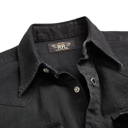 laydown image of Denim Sawtooth Western Workshirt