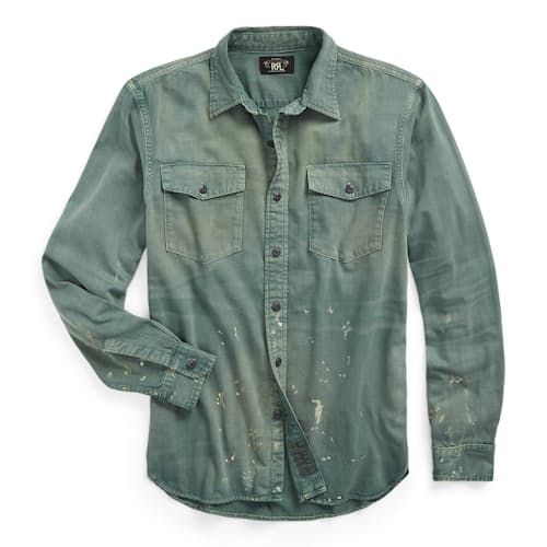 laydown image of Twill Petrol Work Shirt