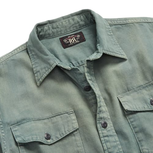 laydown image of Twill Petrol Work Shirt