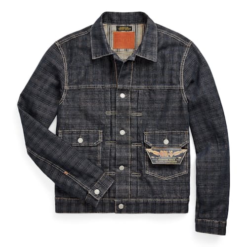 laydown image of Type 2 Jacquard Denim Trucker Jacket