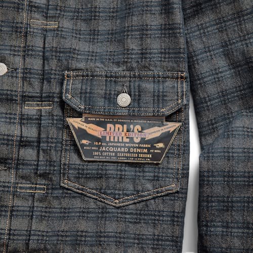 laydown image of Type 2 Jacquard Denim Trucker Jacket