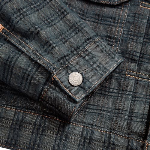 laydown image of Type 2 Jacquard Denim Trucker Jacket