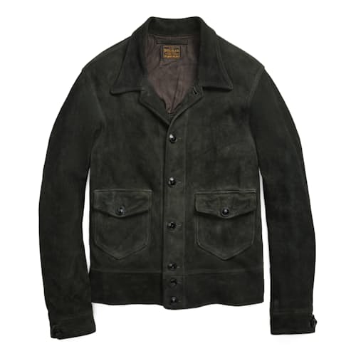 laydown image of Hadley Suede Moto Jacket