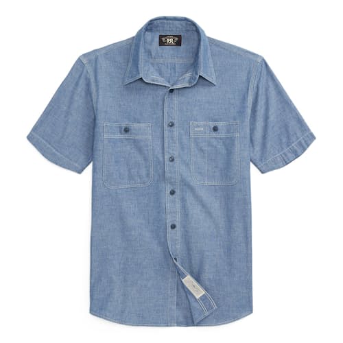 laydown image of Chambray Craftsman Short Sleeve Work Shirt