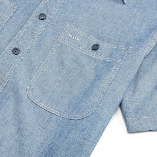 laydown detail image of Chambray Craftsman Short Sleeve Work Shirt
