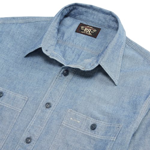 laydown detail image of Chambray Craftsman Short Sleeve Work Shirt