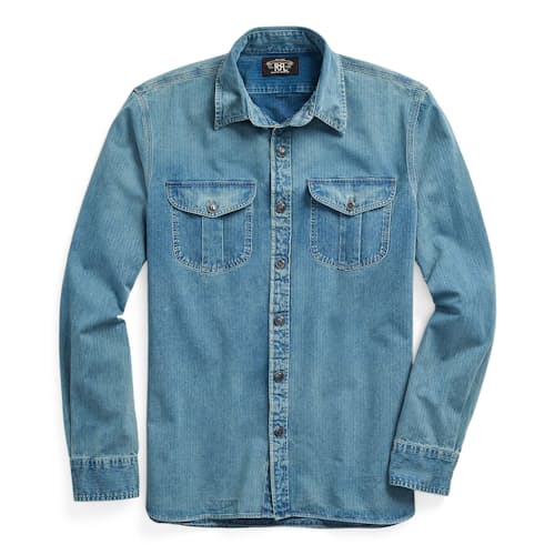 laydown image of Dockman Denim Workshirt
