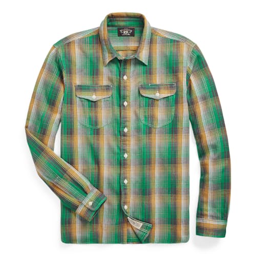 laydown image of Preston Plaid Twill Work Shirt