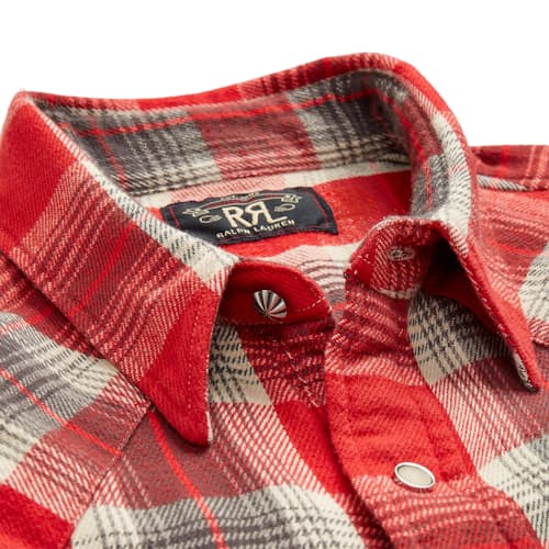 laydown image of Buffalo Western Twill Plaid Work Shirt