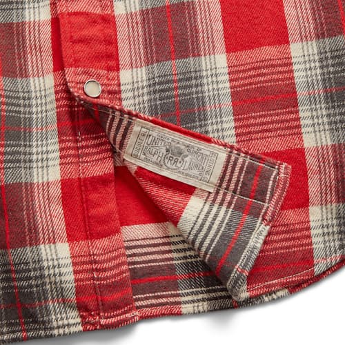 laydown image of Buffalo Western Twill Plaid Work Shirt