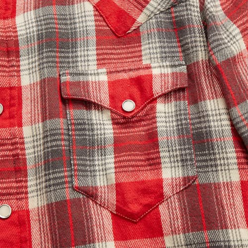 laydown image of Buffalo Western Twill Plaid Work Shirt