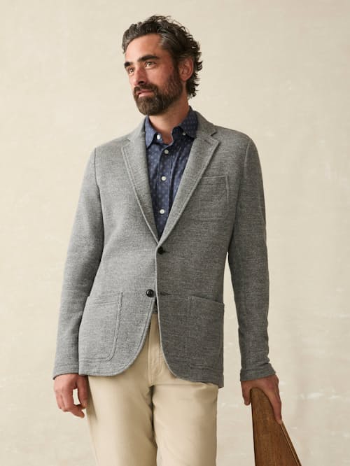 on model image of Inlet Knit Blazer