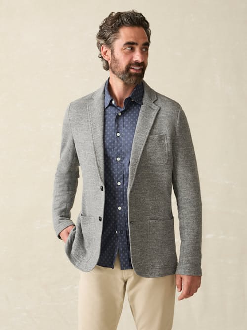 on model image of Inlet Knit Blazer