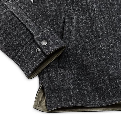 lifestyle image of Flannel Lined Mackinaw Wool Jac Shirt