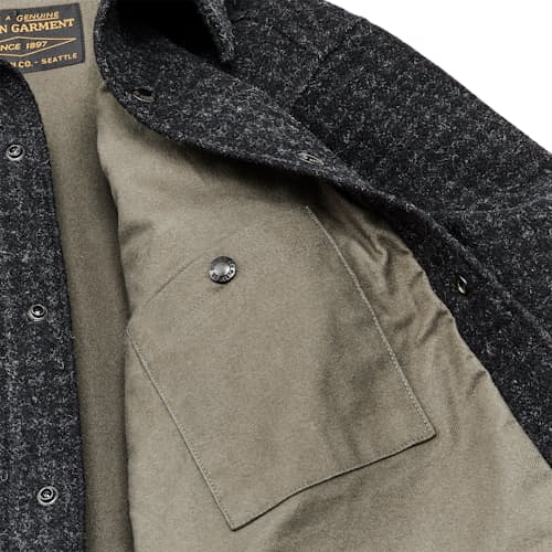 lifestyle image of Flannel Lined Mackinaw Wool Jac Shirt
