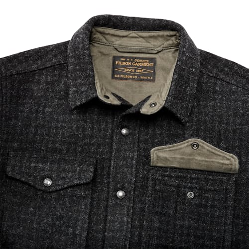 laydown image of Flannel Lined Mackinaw Wool Jac Shirt