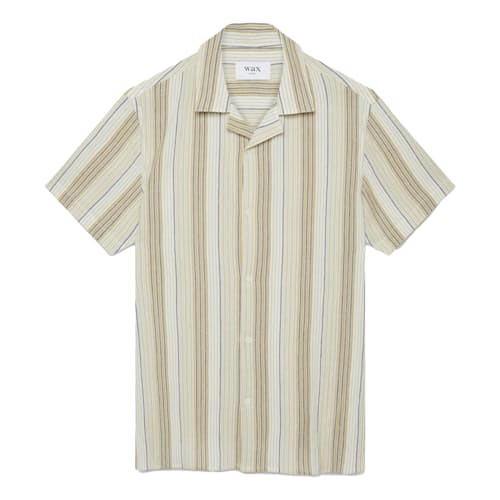 laydown image of Didcot Crinkle Striped Camp Collar Shirt