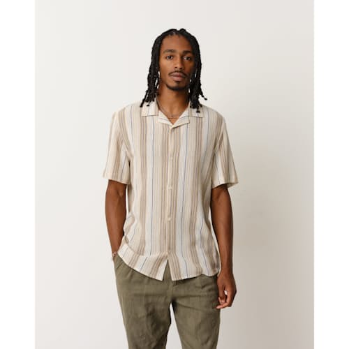 laydown image of Didcot Crinkle Striped Camp Collar Shirt