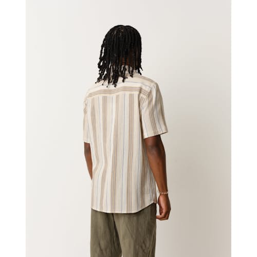 laydown image of Didcot Crinkle Striped Camp Collar Shirt