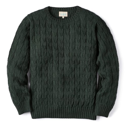 laydown image of Highland Cableknit Sweater