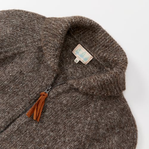 laydown image of Handknit Alpaca Blend Mallard Flight Cowichan