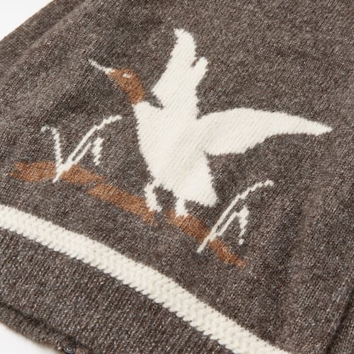 laydown image of Handknit Alpaca Blend Mallard Flight Cowichan