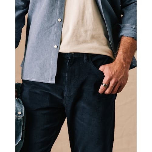 on model image of 365 Corduroy Pant - HB Athletic Tapered