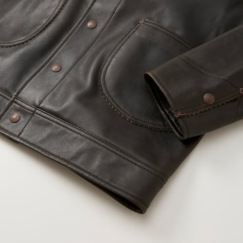 lifestyle image of Feathered Lambskin Ranch Jacket