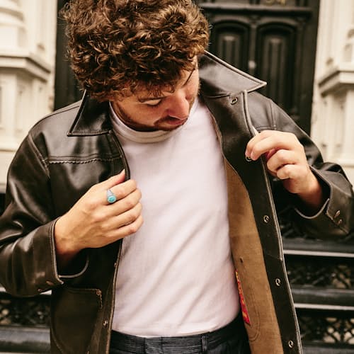 lifestyle image of Feathered Lambskin Ranch Jacket