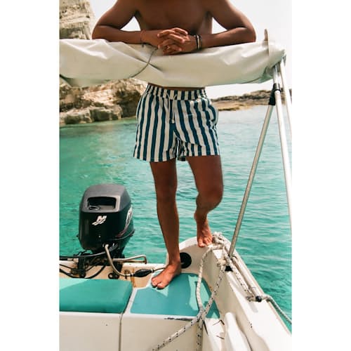lifestyle image of Paraggi Striped Swim Shorts - 5"