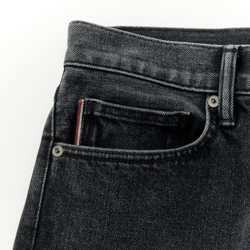 laydown detail image of The Pen Slim Stretch Selvedge Denim Jeans