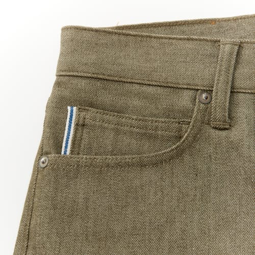 laydown detail image of The Pen Slim Stretch Selvedge Denim Jeans